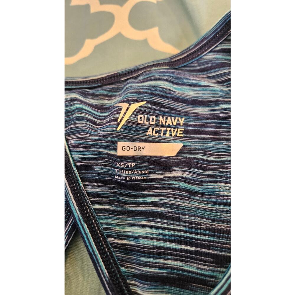Old Navy Active XS Blue Go-Dry Racerback Tank Fitted Athletic Workout Top - Picture 2 of 6
